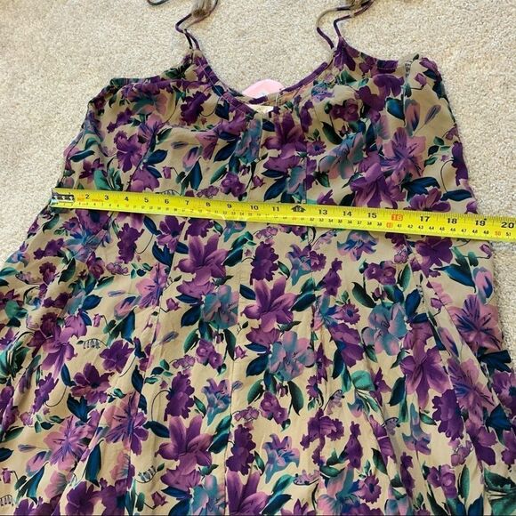 Nwt Gypsy Soul purple tan floral  pleated tank top camisole size S/M - Picture 8 of 9